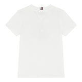 Tommy Hilfiger T-Shirt Girocollo Tinta Unita con Logo per Bambino KB0KB09538 BIANCO TOMMY HILFIGER 