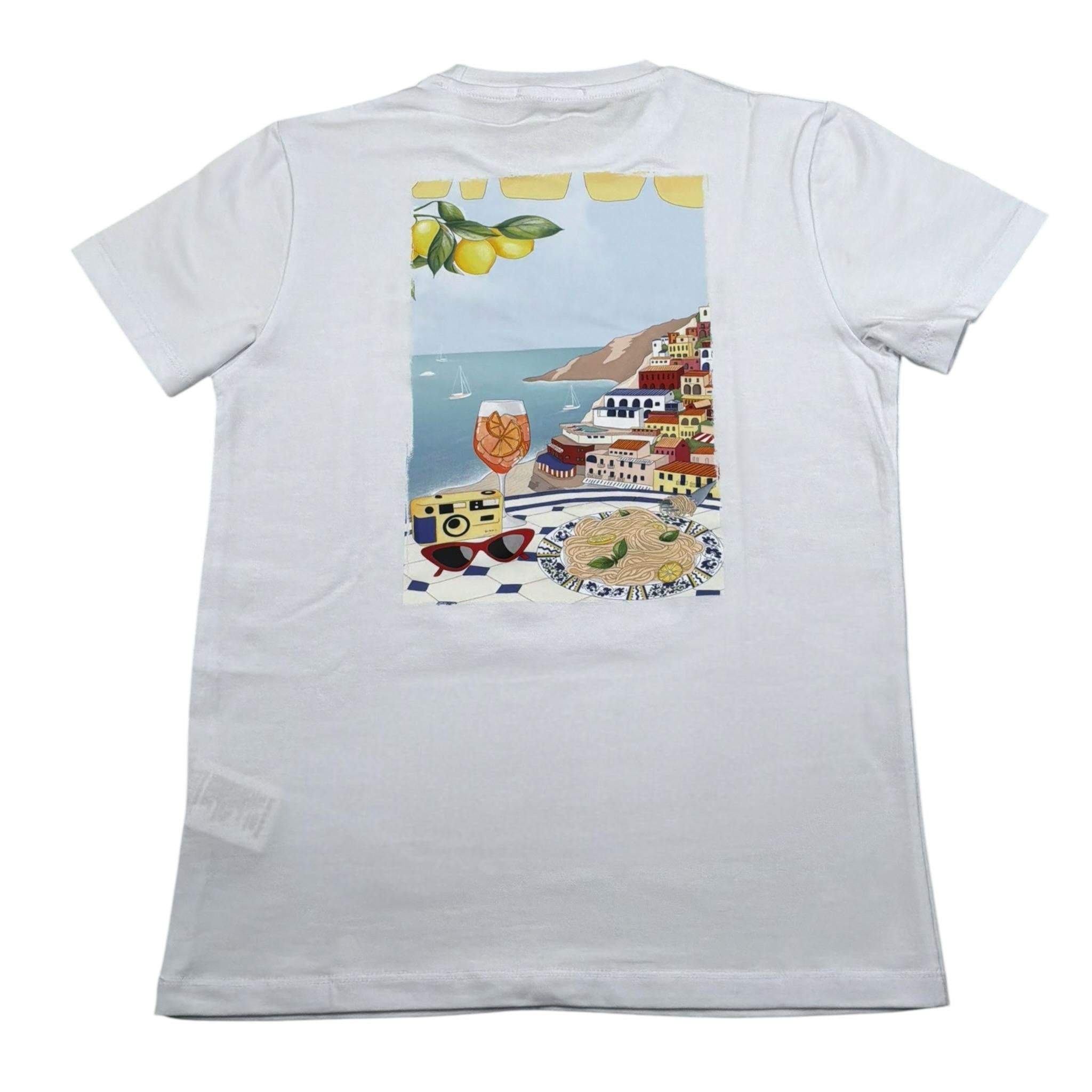 Daniele Alessandrini T-Shirt Girocollo Tinta Unita con Stampa per Bambino 1236M00228X BIANCO DANIELE ALESSANDRINI 