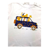 Carre'Ment Beau T-Shirt Crew Neck Solid Color With Contrast Print White For Newborns