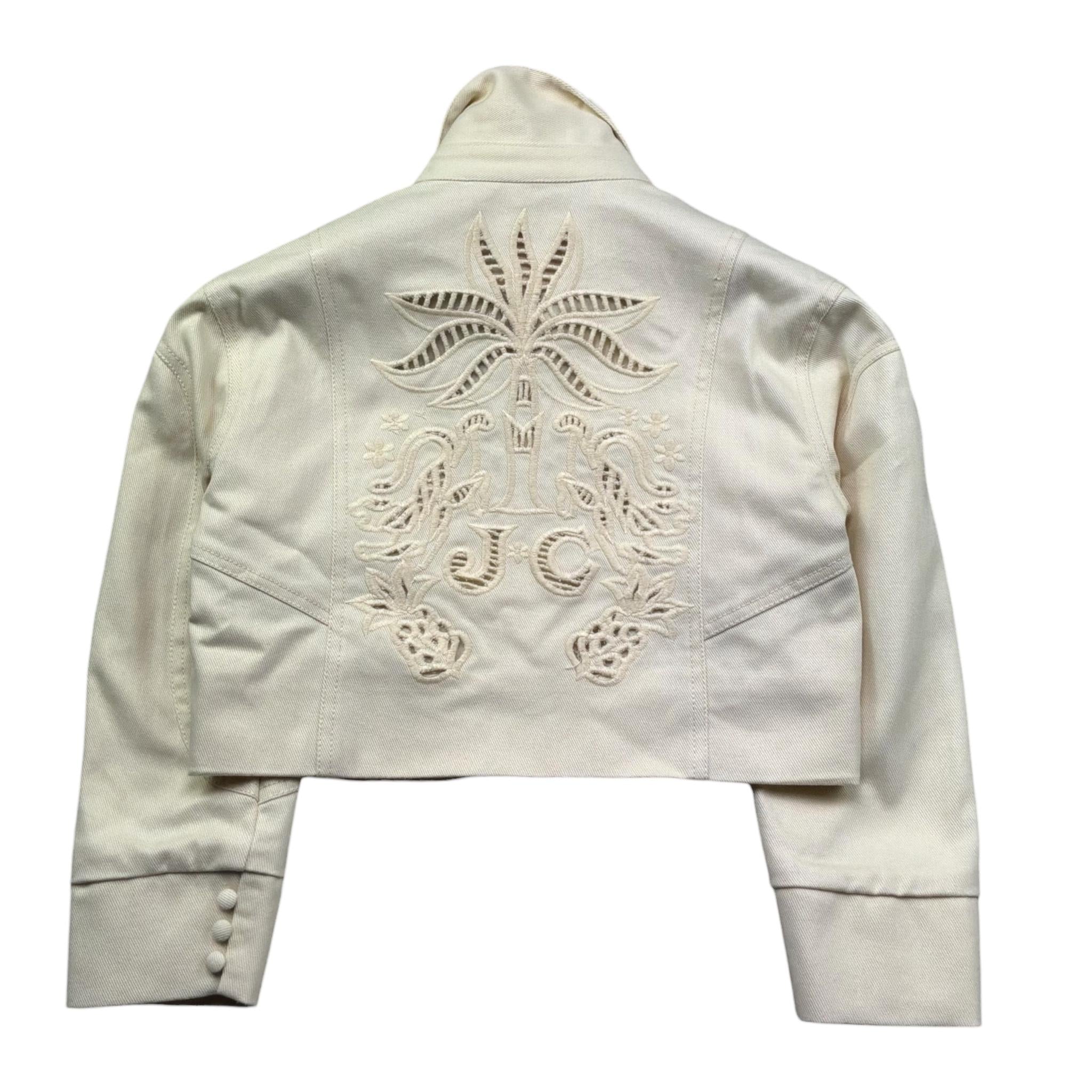 Just Cavalli Giubbino In Denim Modello Crop Tinta Unita per Bambina JGP26138GB PANNA JUST CAVALLI 