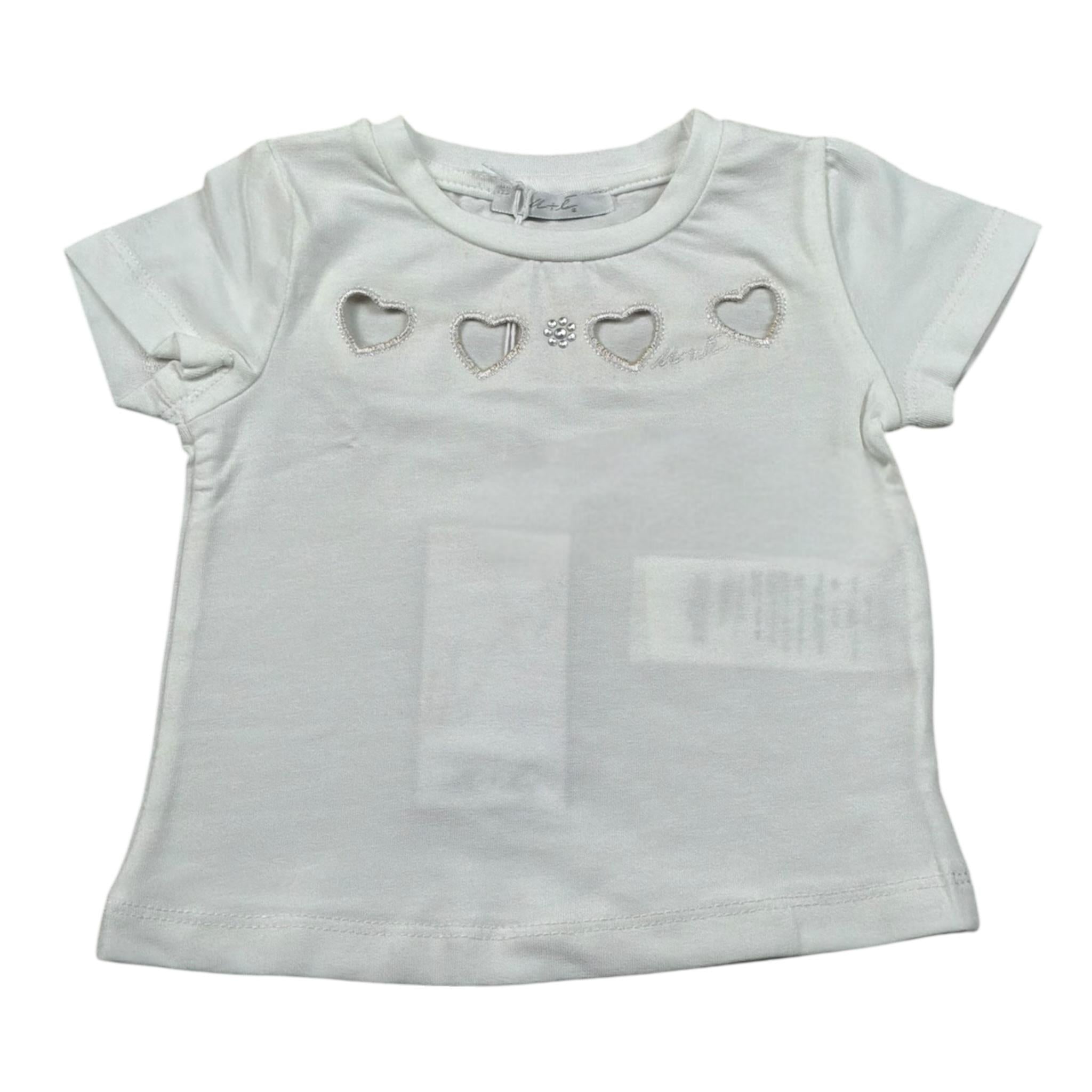 M+E' T-Shirt Girocollo Tinta Unita con Stampa per Neonata UE1257 BIANCO M+E' 