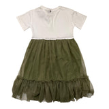 Dixie Abit Half Sleeve Two-Tone With Brooch White/Green For Girls