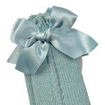 Juliana Calzini tinta unita con Fiocco Verde Acqua per Neonata J649 VERDE ACQUA JULIANA 