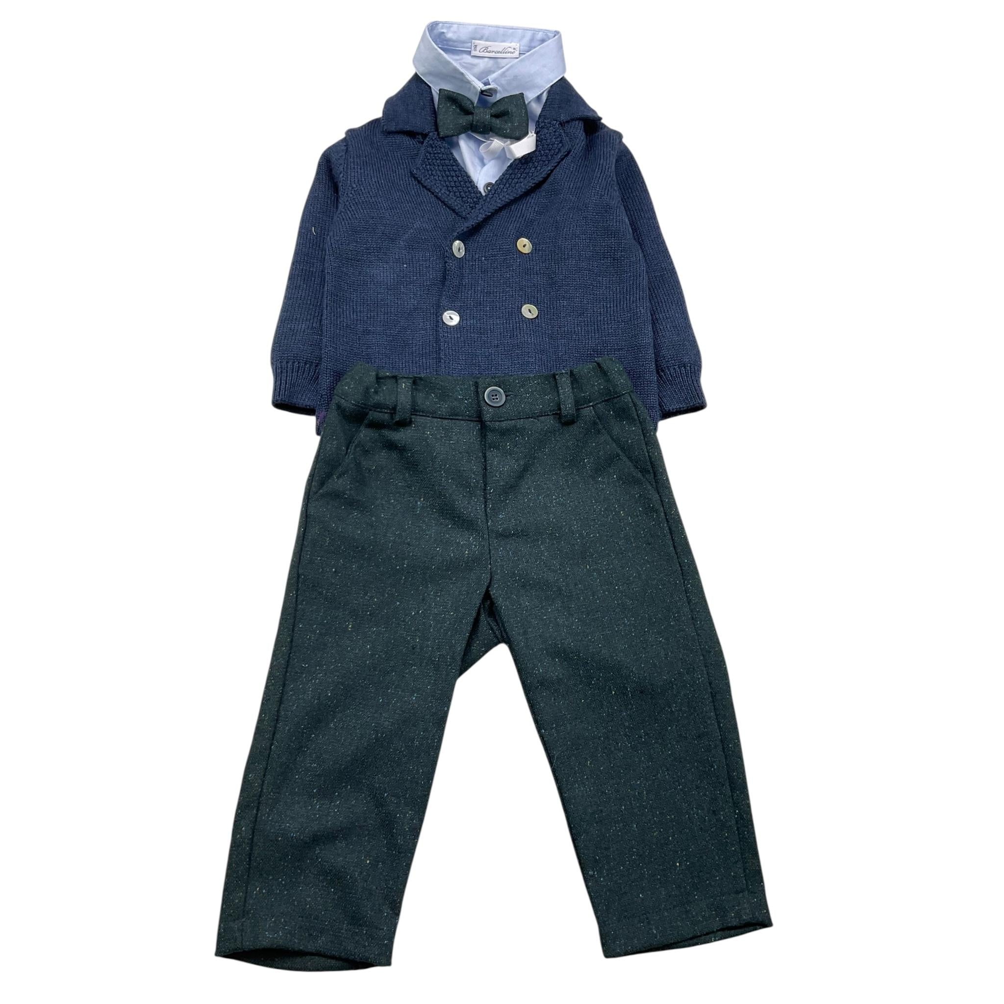 BARCELLINO completo 4 pezzi camicia-cardigan-papillon-pantalone  Blu per Neonato 115306 BLU BARCELLINO 