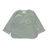 Teddy E Minou Long Sleeve Solid Green Shirt For Newborn