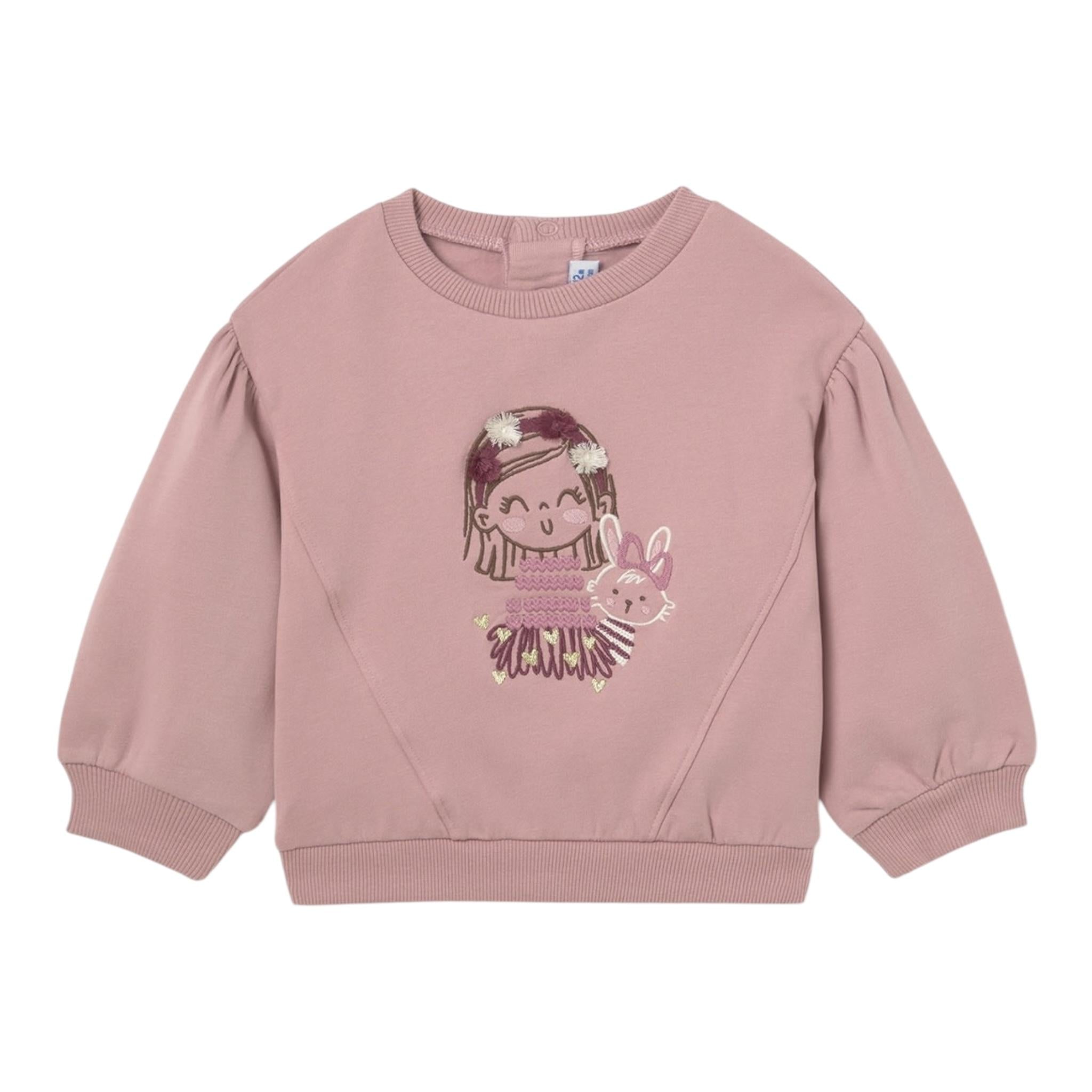 MAYORAL felpa girocollo tinta unita con stampa Rosa per Bambina 247613J ROSA MAYORAL 