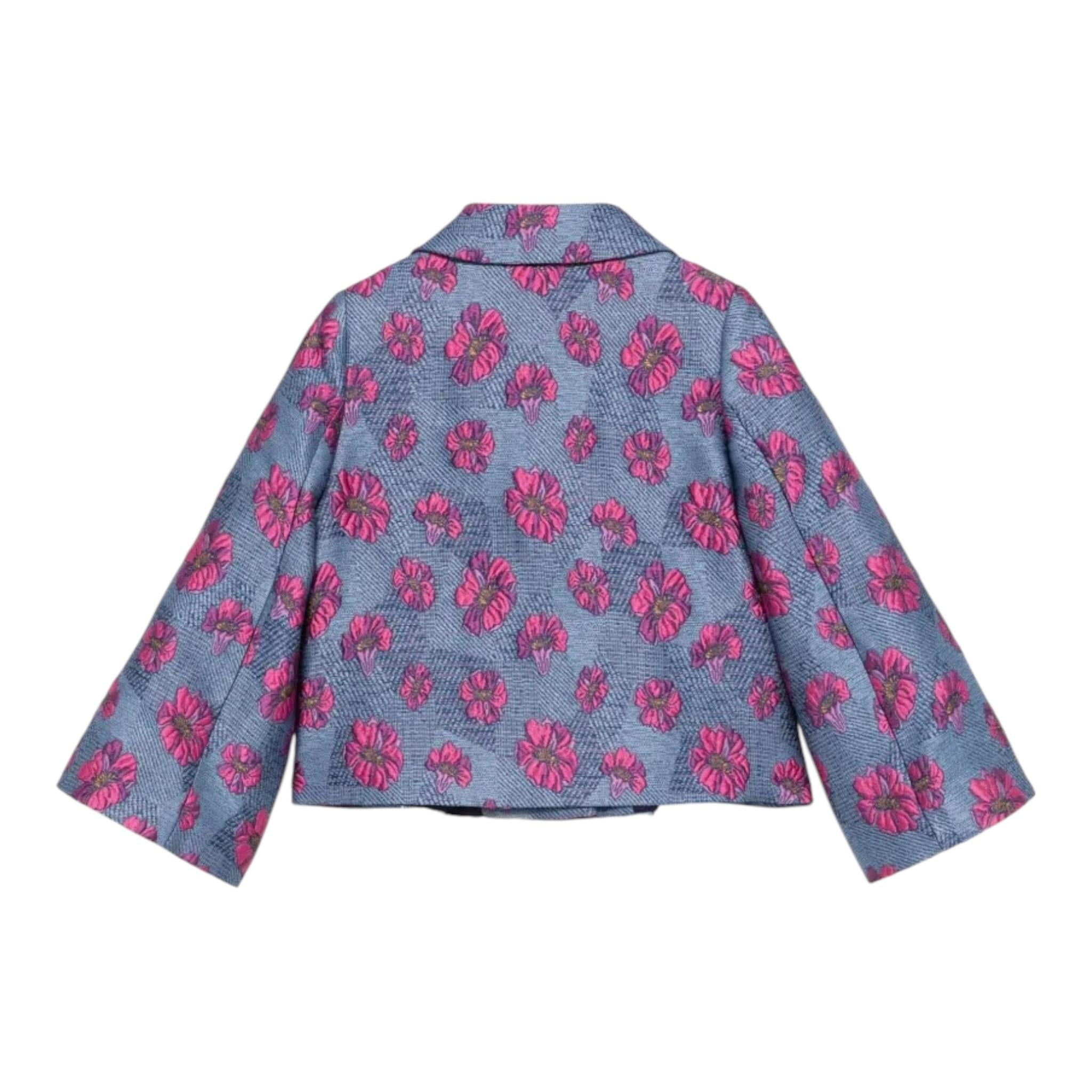 SIMONETTA giacca tinta unita fantsia floreale con maniche larghe Blu per Bambina SV2B04 BLU SIMONETTA 