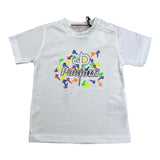 Cesare Paciotti Solid Color Crew Neck T-Shirt with White Logo Print for Newborns