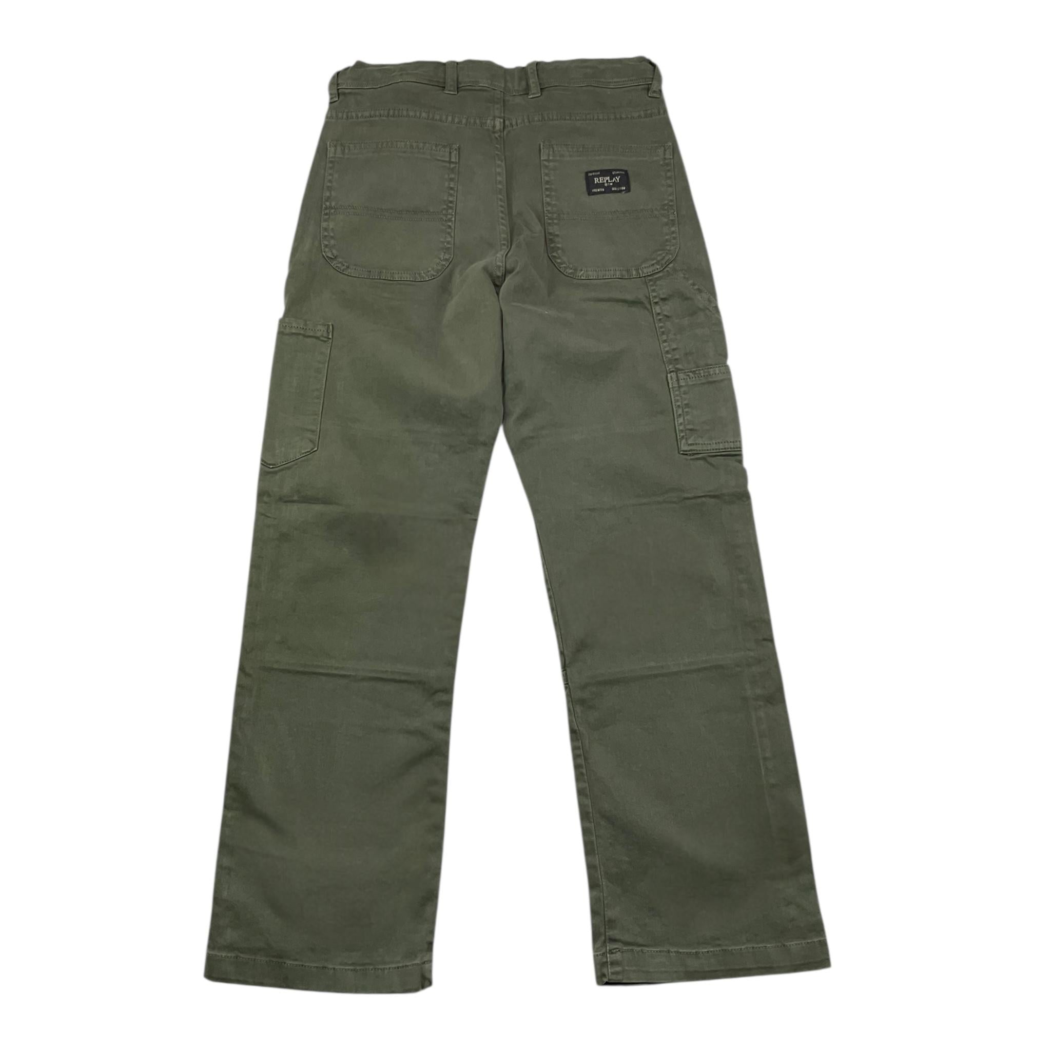 REPLAY pantalone tinta unita con girovita regolabile Verde per Bambino SB9086 VERDE REPLAY 