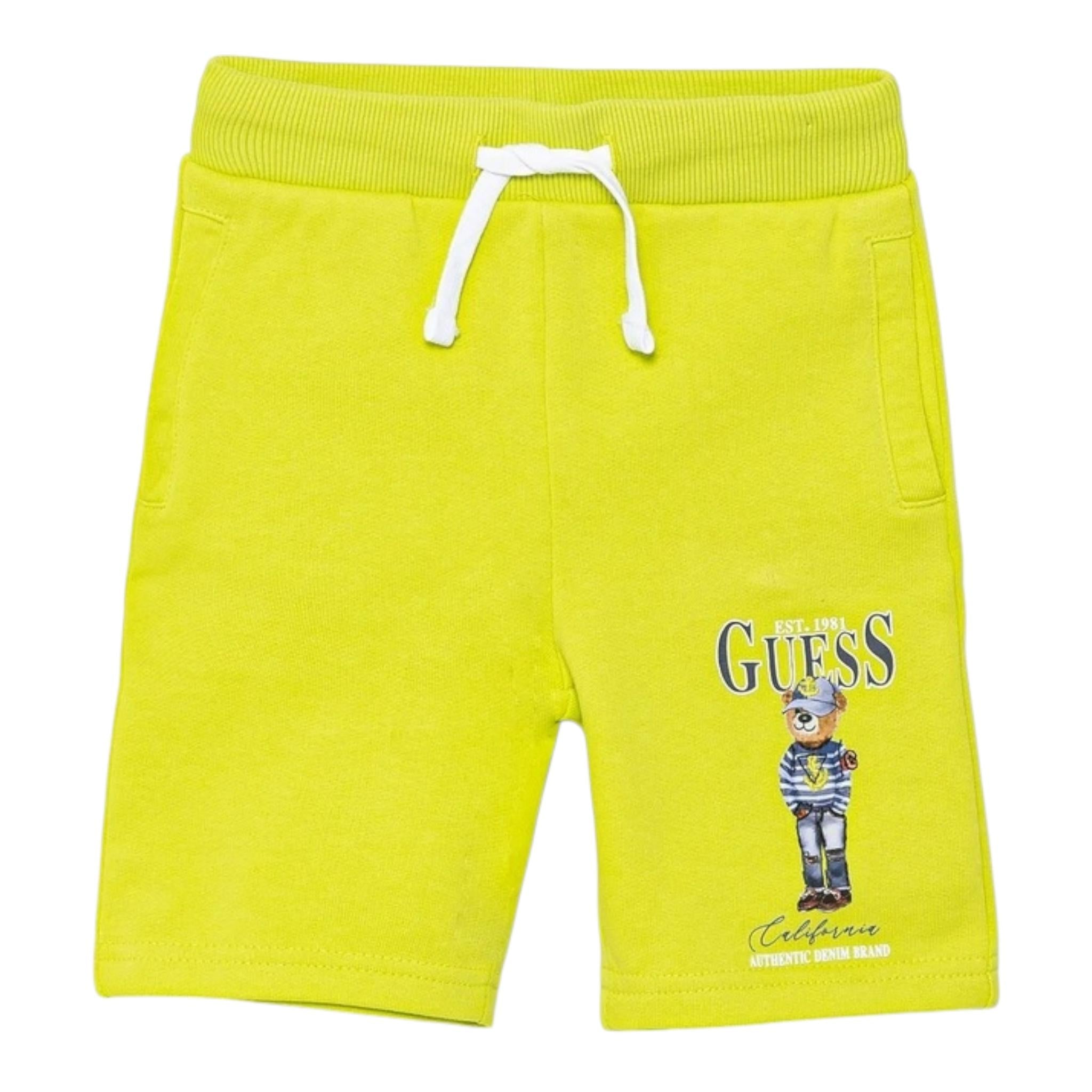 Guess Bermuda Tinta Unita con Stampa per Bambino N5RD03KA VERDE GUESS 