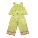 Ilfarobimbi Complete Tank Top-Palazzo Pants Solid Color Green For Girls