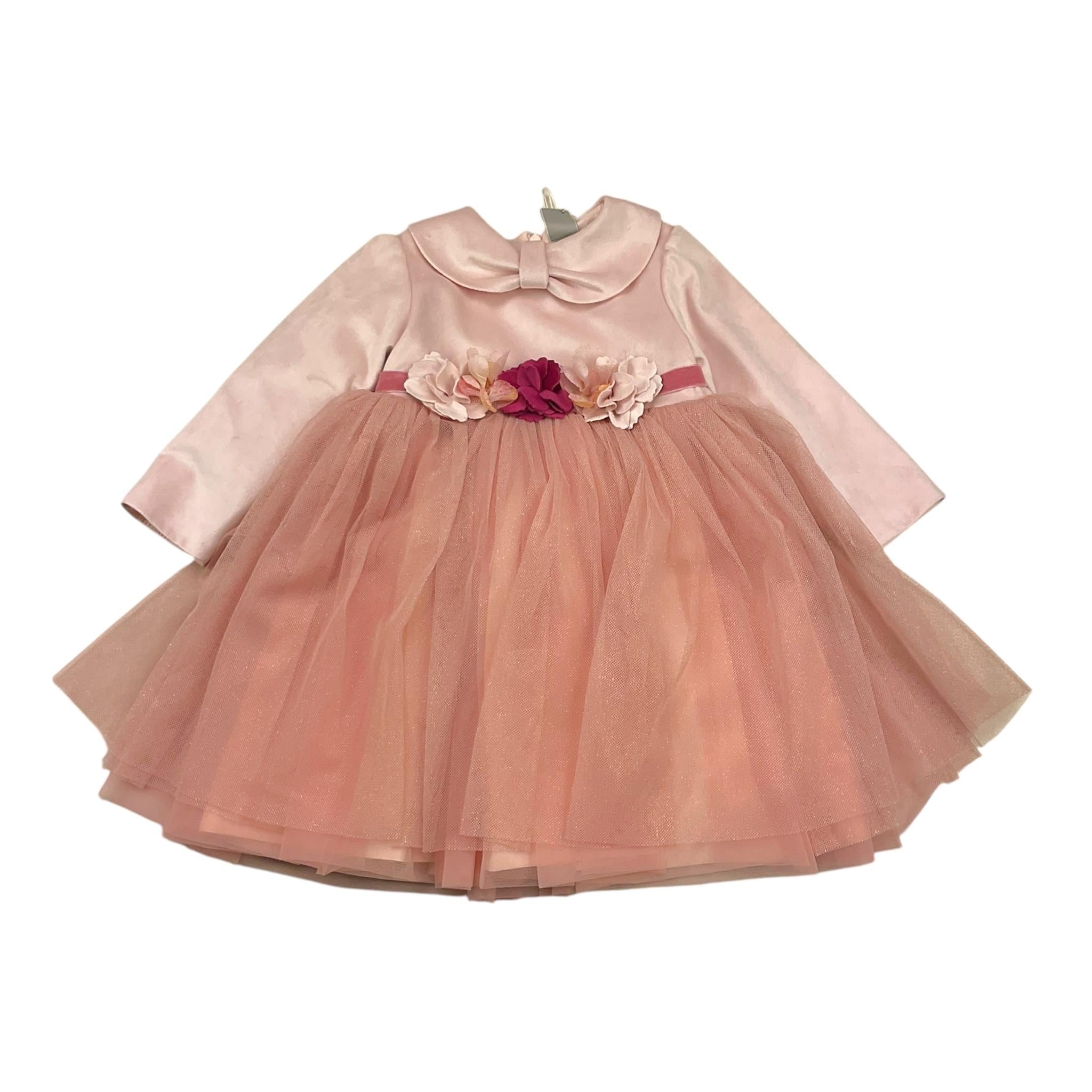 MARLU' abito cerimonia tinta unita con tulle Rosa per Neonata IK3118ML ROSA MARLU' 