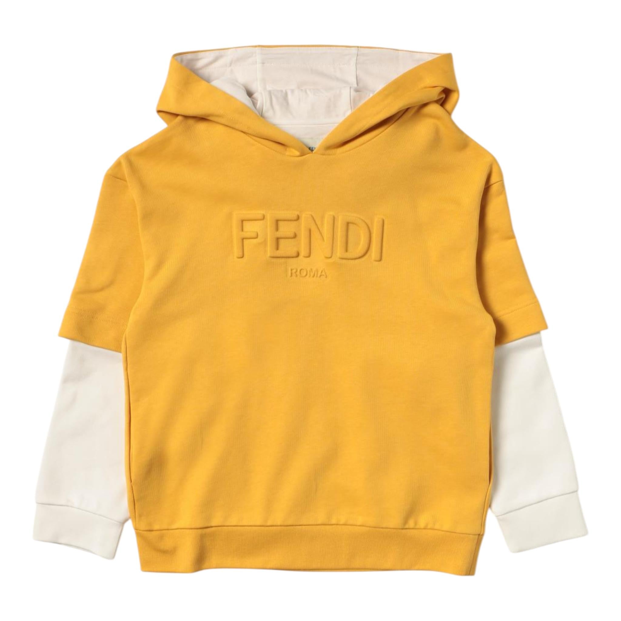 FENDI felpa tinta unita con cappuccio e stampa Giallo per Bambino JMH147 GIALLO FENDI 