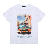 Daniele Alessandrini Crewneck T-Shirt Solid Color with White Print for Children