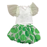 Miss Grant Two-Tone Green/White Tulle Top and Skirt Set for Baby Girl