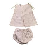 Valentina Bebes Set Solid Color Sleeveless Dress - Pink Culotte For Baby Girl