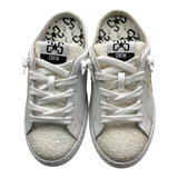 2Star Sneakers Solid Color With Stars Laces And Glitter White For Girls
