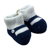 Little Bear Two-Tone White/Blue Baby Booties