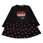 CANADA HOUSE abito manica lunga tinta unita stampa cuori Nero per Neonata 24461630 NERO CANADA HOUSE 