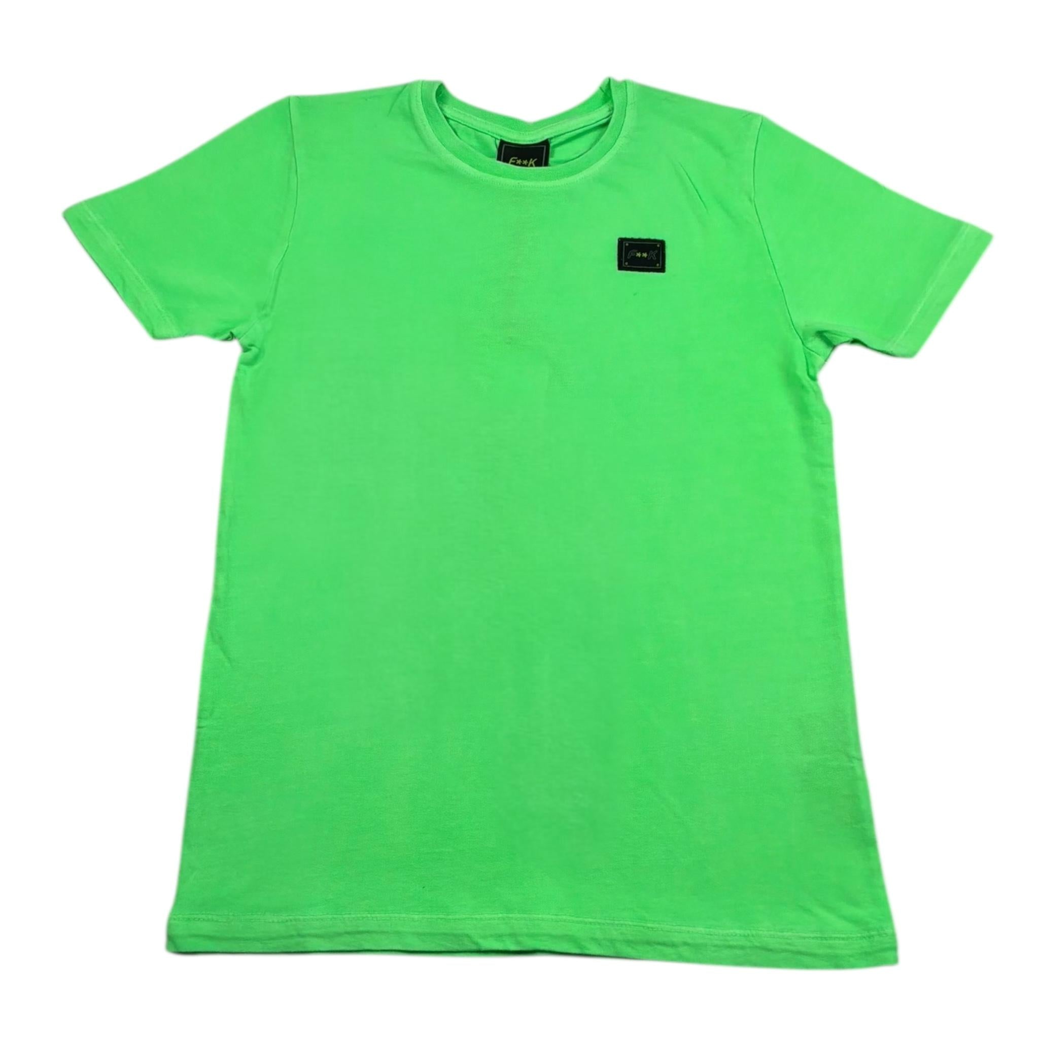F**K T-Shirt Girocollo Tinta Unita con Logo per Bambino FJ2450038FGX VERDE FLUO F**K 
