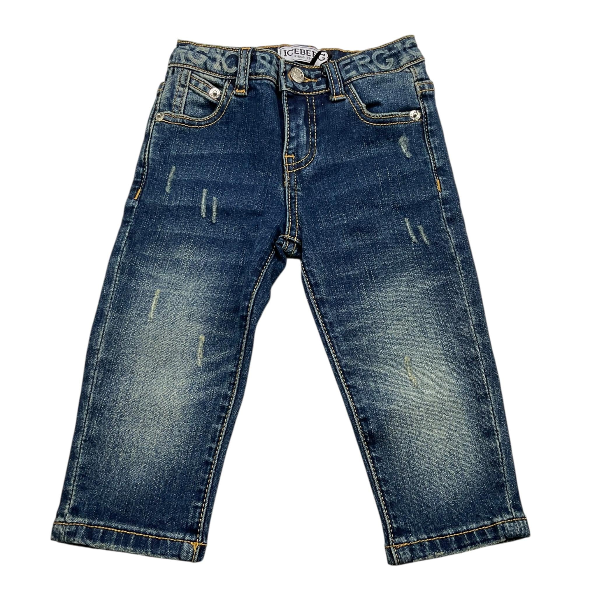 ICEBERG jeans tinta unita con girovita regolabile Blu per Neonato PTICE5306BNX BLU ICEBERG 