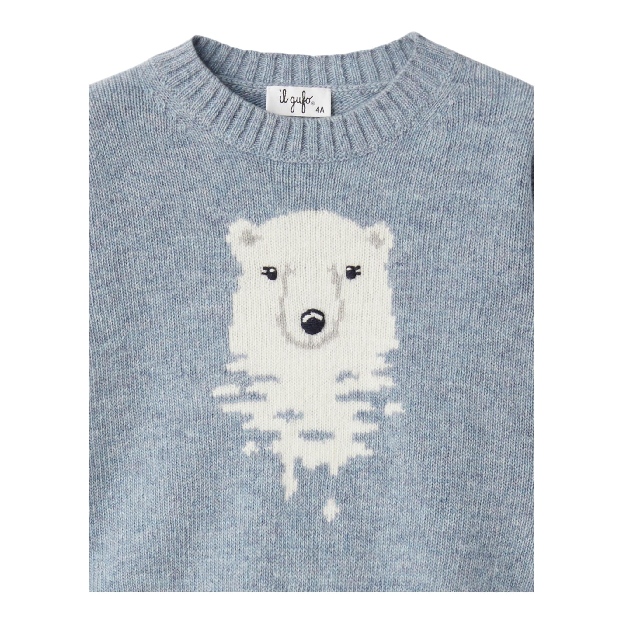 IL GUFO maglia girocollo tinta unita con ricamo orso Azzurro per Neonato A24MA457EM220 AZZURRO IL GUFO 