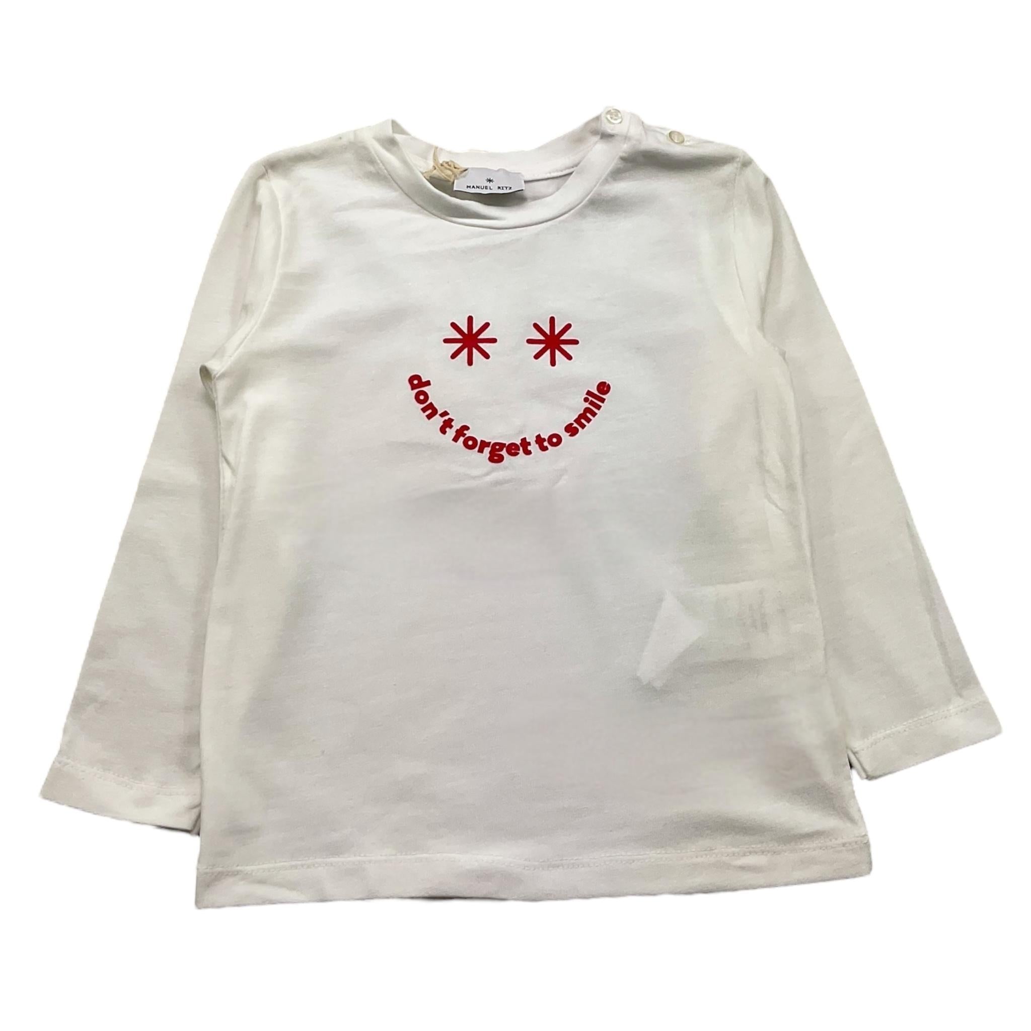 MANUEL RITZ shirt girocollo tinta unita con stampa in contrasto Bianco per Neonato MR2807 BIANCO MANUEL RITZ 