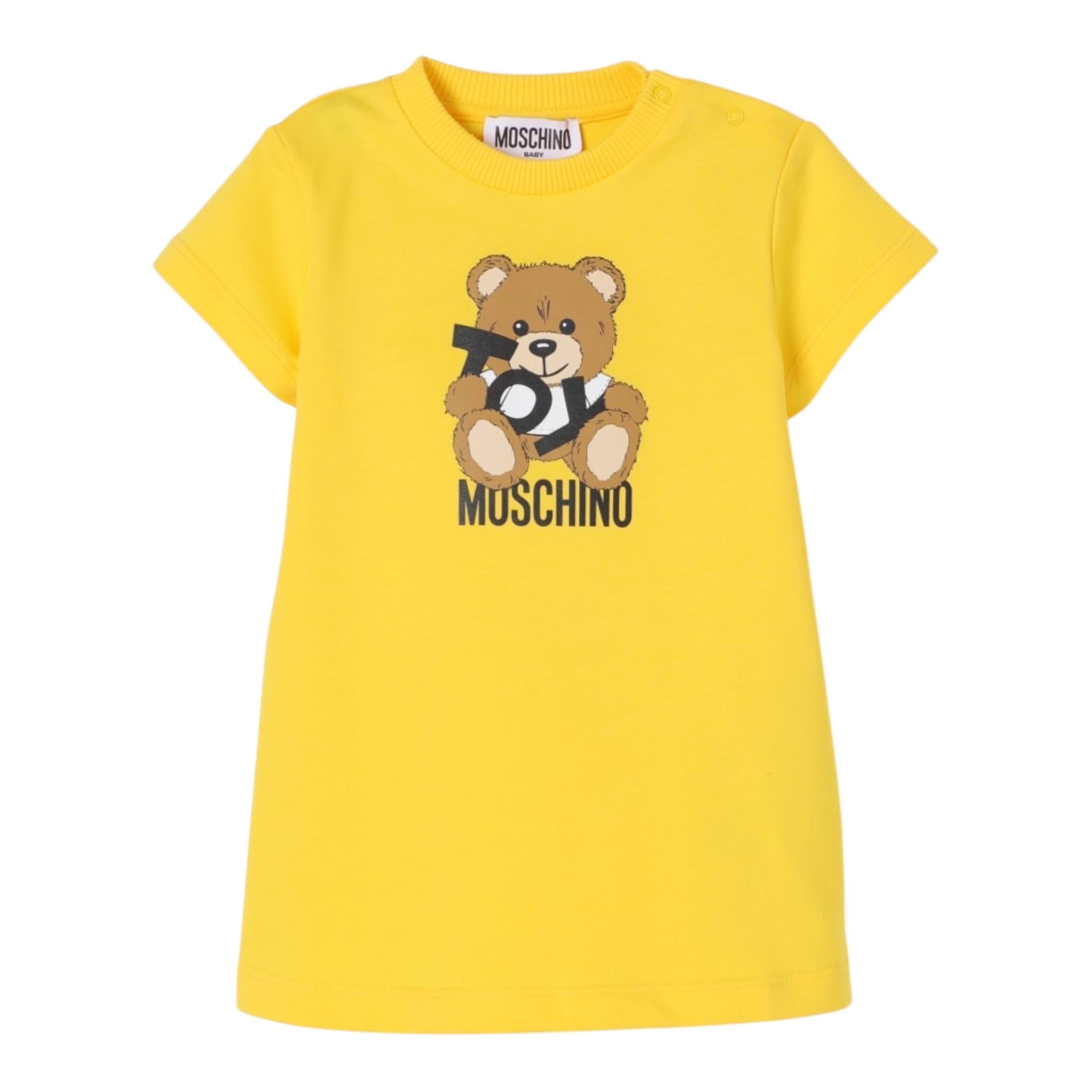 Moschino Abito Girocollo Tinta Unita con Stampa per Neonata MDV0C9XX GIALLO MOSCHINO 