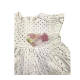 Lalalu' White Openwork Solid Color Half Sleeve Dress for Baby Girl