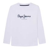 Pepe Feamo Shirt Girocollo Tinta Unita con Stampa per Bambino PB503993 BIANCO PEPE JEANS 