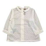 La Stupenderia Long Sleeve Shirt Solid Color White For Baby Girl