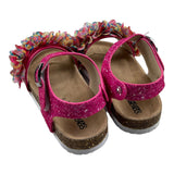 Colors Of California Glitter Solid Color Sandal With Fuchsia Appliques For Girls