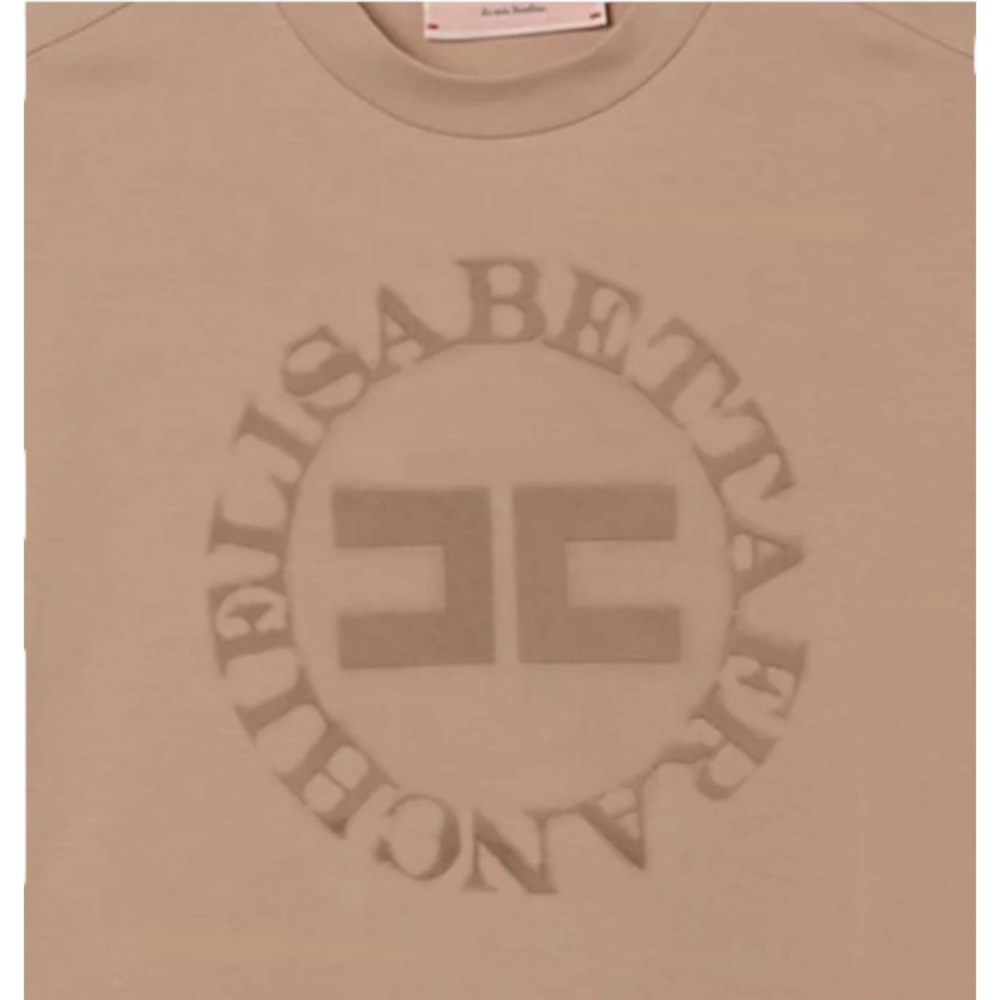 Elisabetta Franchi T-Shirt Girocollo Tinta Unita con Logo per Bambina EFTS218 CAMMELLO ELISABETTA FRANCHI 