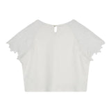 Chloe' Solid Color Crew Neck T-Shirt With White Perforations For Girls
