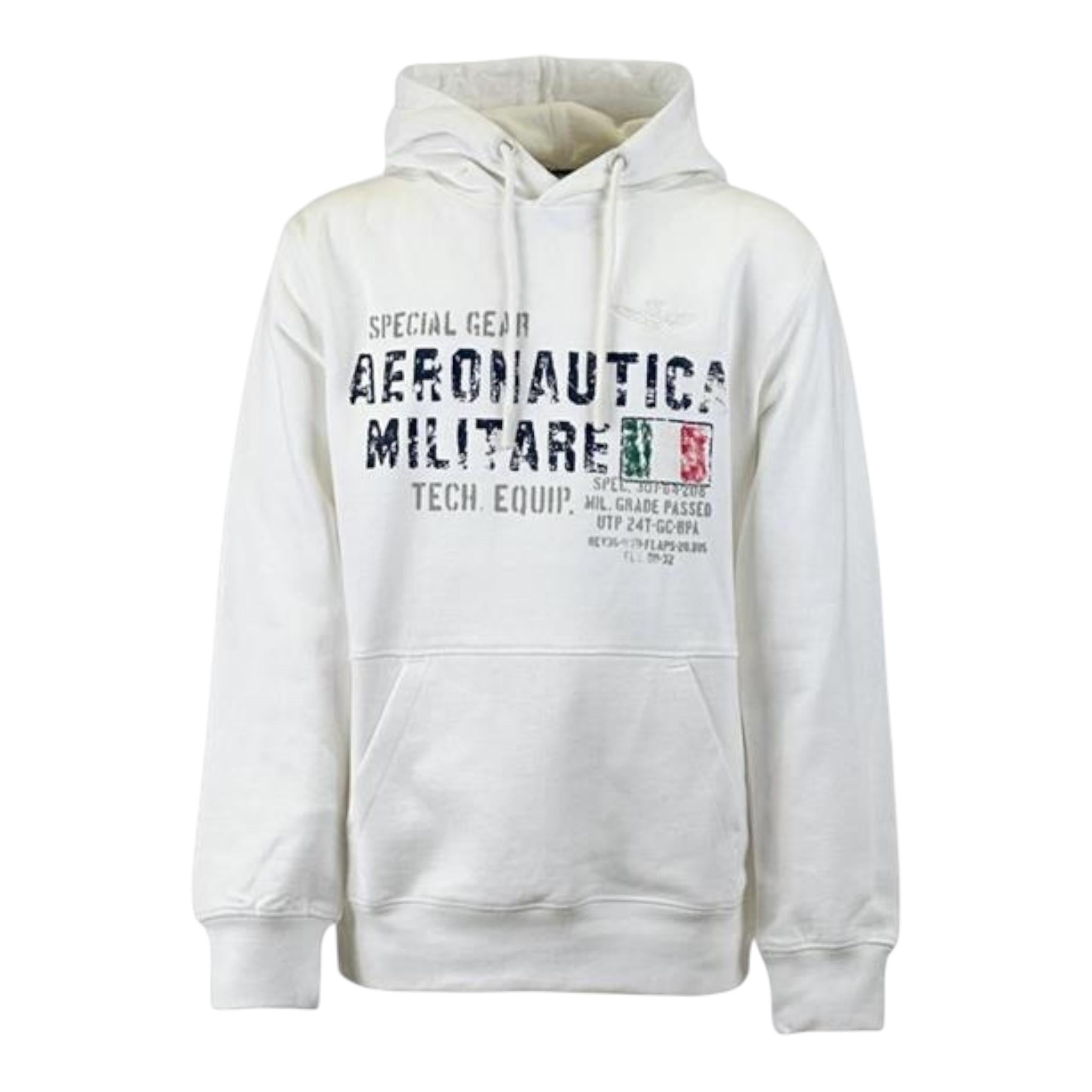 AERONAUTICA MILITARE felpa tinta unita con cappuccio e stampa Bianco per Bambino 242FE0001AJRF758 BIANCO AERONAUTICA MILITARE 