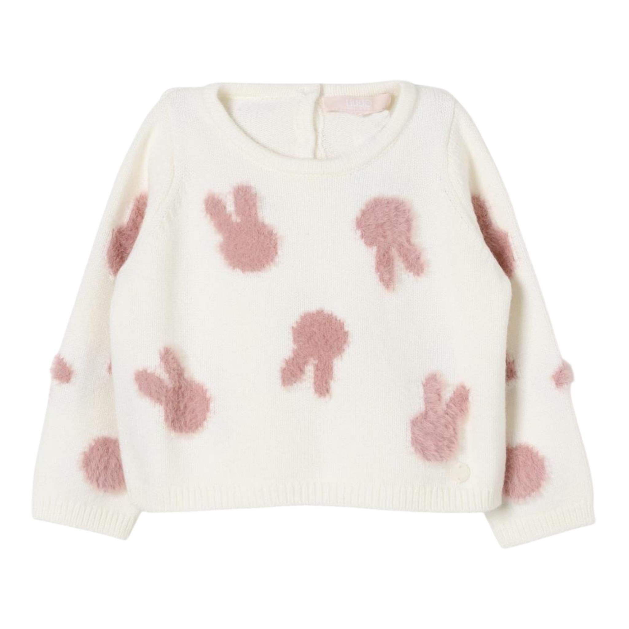 LIU JO maglia girocollo tinta unita con ricami Panna per Neonata HF4046 PANNA LIU JO 