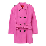Max&amp;Co. Solid Color Trench Coat With Fuchsia Buttons For Girls