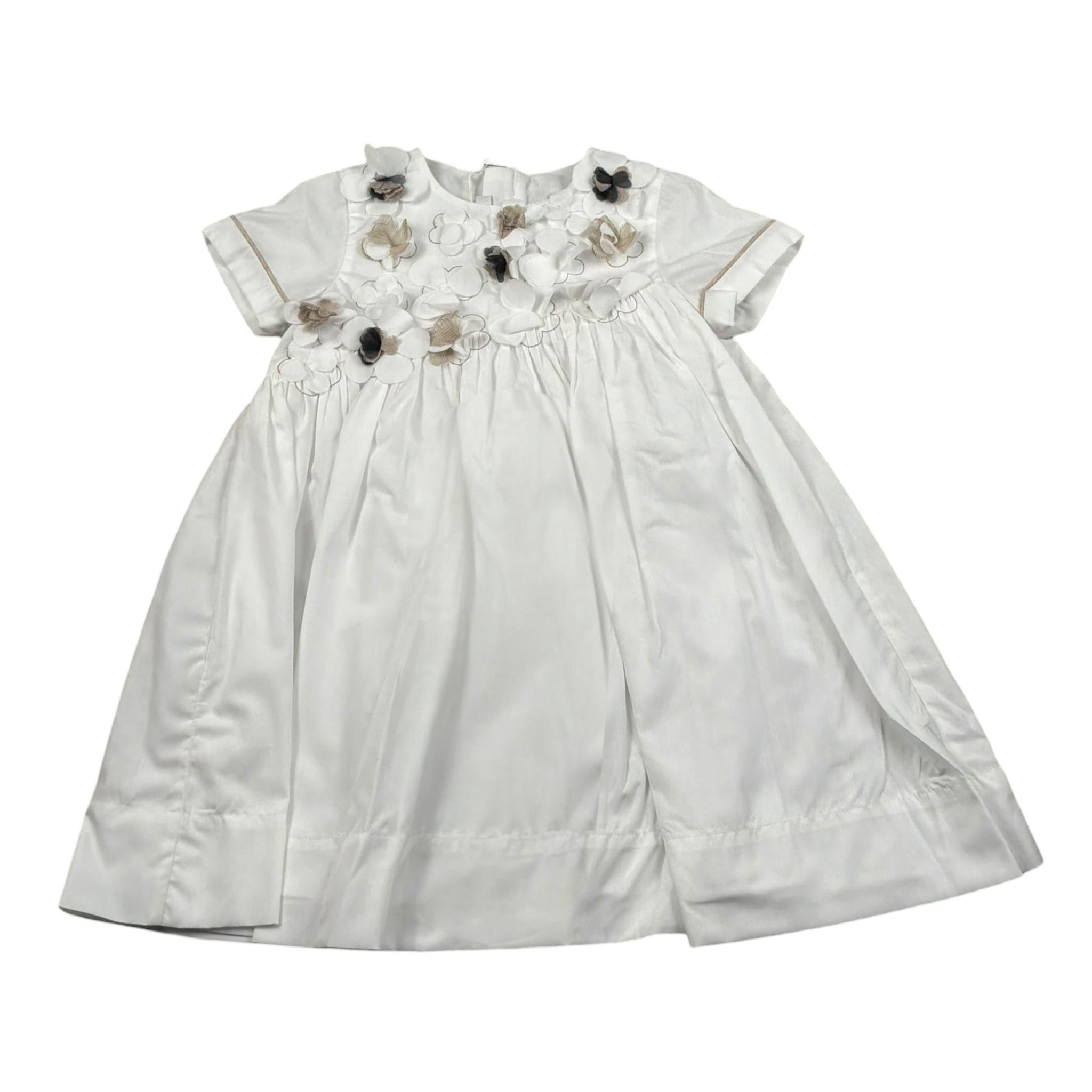 Le Coconne Abito Mezza Manica Tinta Unita con Applicazioni per Neonata LCN2017N BIANCO LE COCONNE 