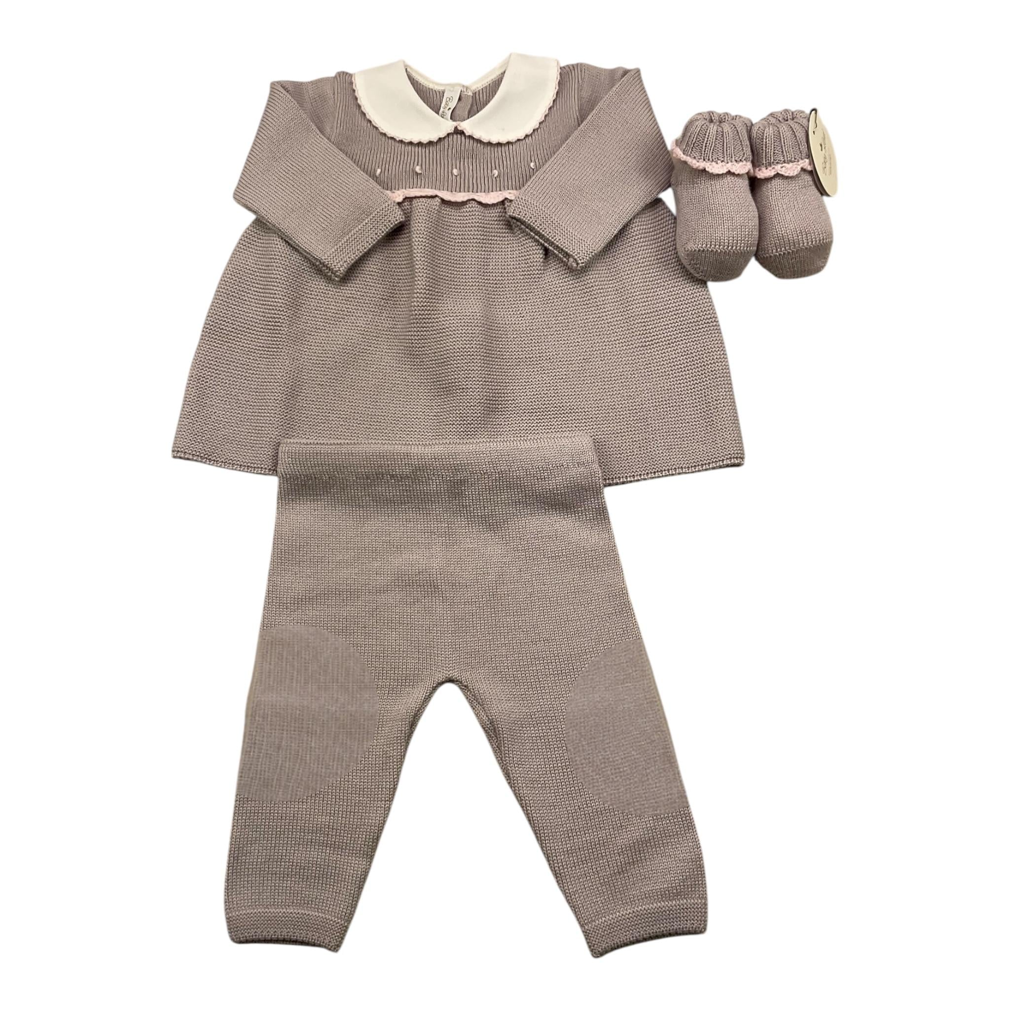 BABY LORD completo 3 pezzi maglia-pantalone-babbucce Beige per Neonata 416 BEIGE BABY LORD 