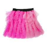 Aniye By Girl Neon Pink Elastic Waist Solid Tulle Skirt For Girls