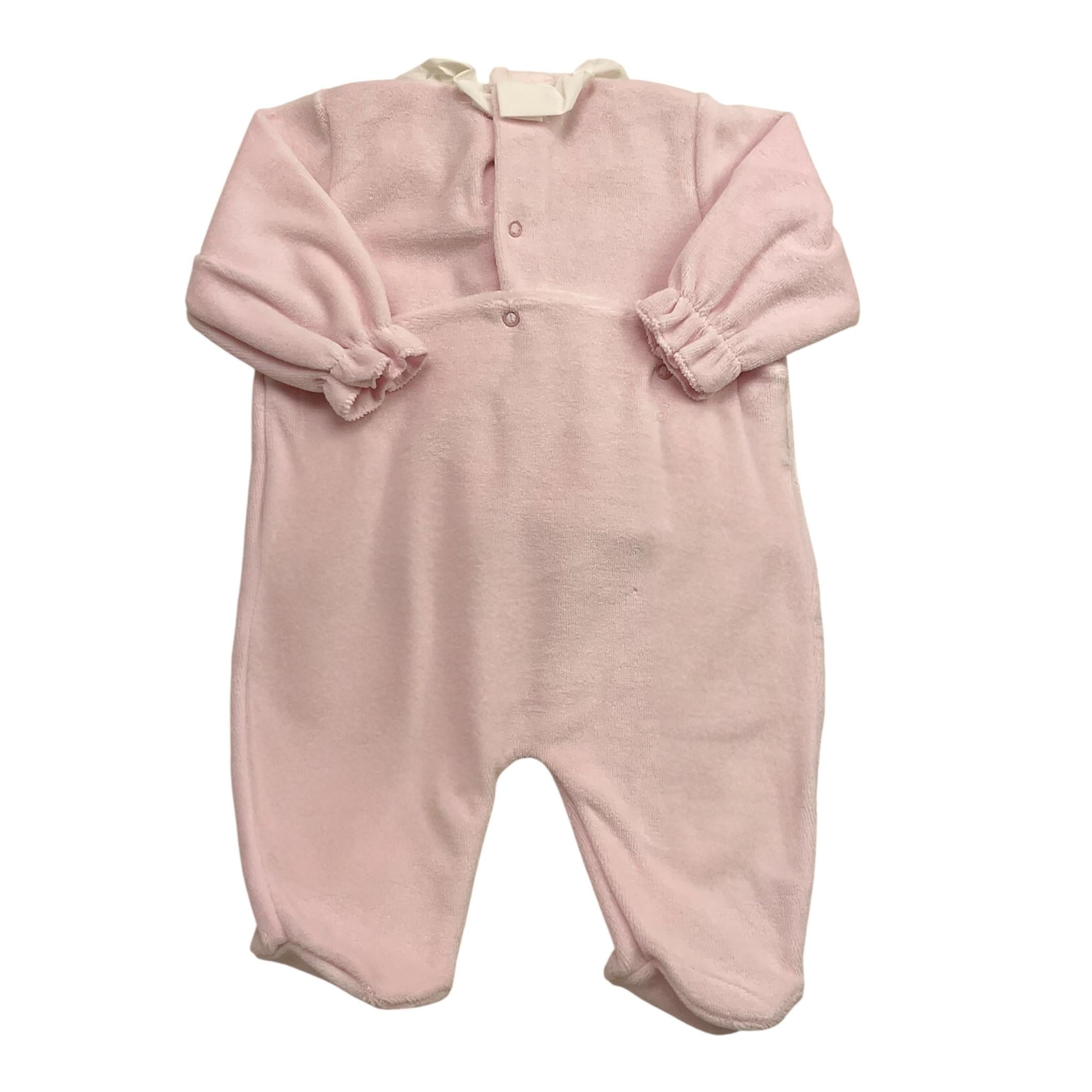 CALAMARO tutina tinta unita in velluto con colletto Rosa per Neonata 33030 ROSA CALAMARO 