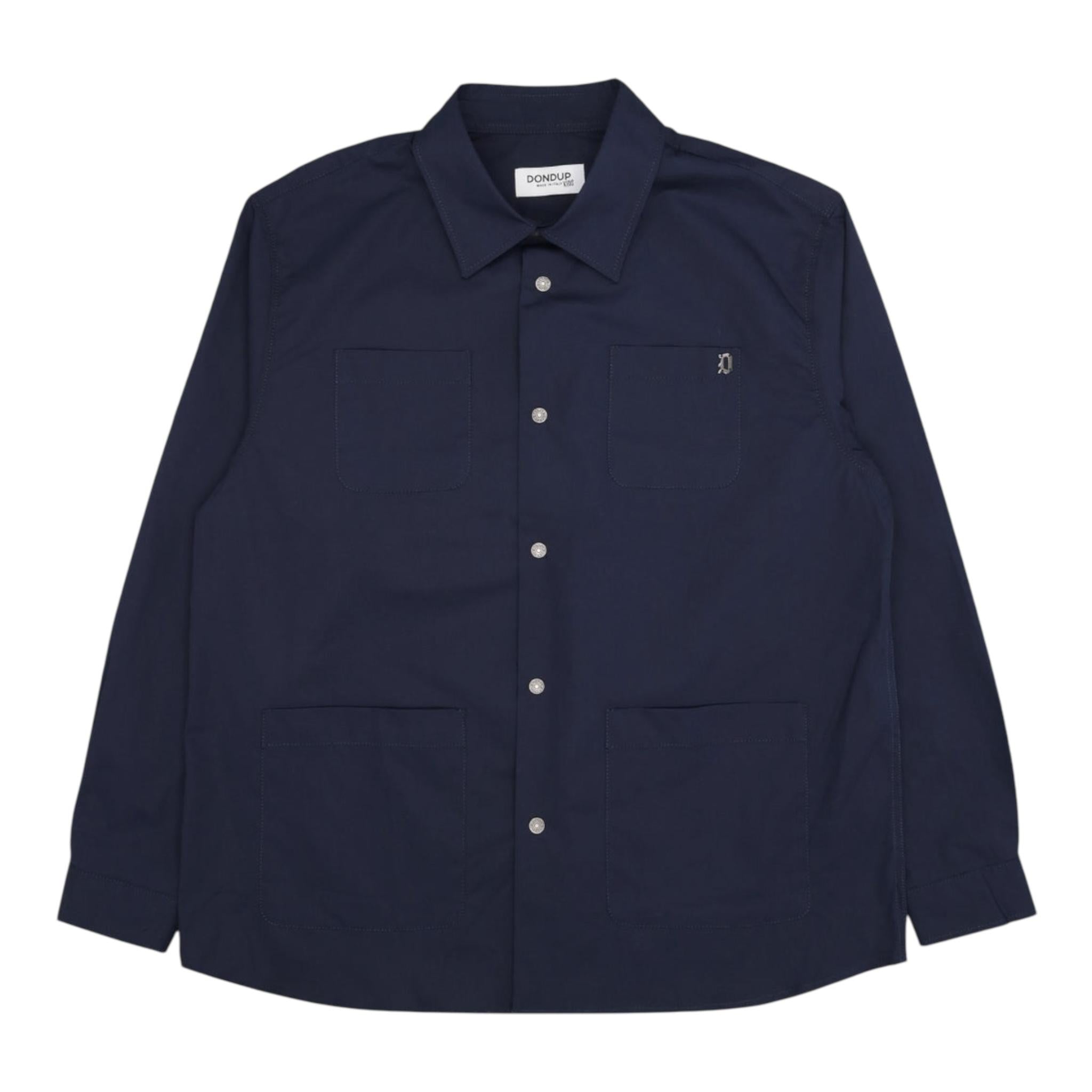 Dondup Camicia Tinta Unita Manica Lunga per Neonato DMCA034N BLU DONDUP 