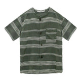 I'M Brian Green Striped Half Sleeve Solid Color Shirt For Boys