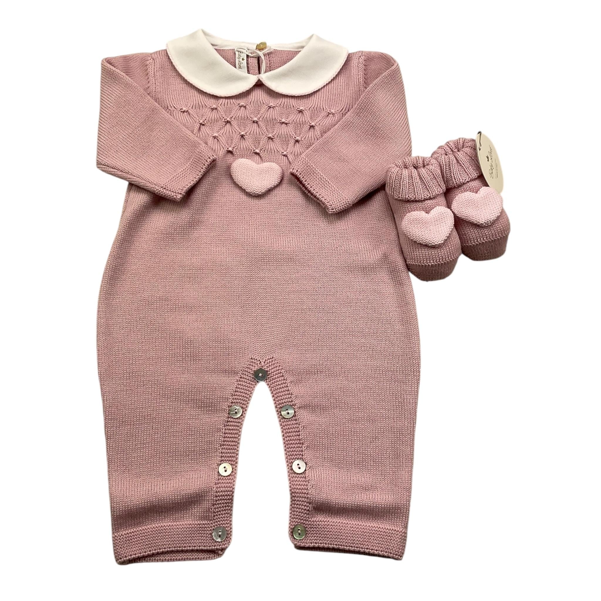 BABY LORD tutina manica lunga tinta unita cn babbucce Rosa per Neonata 718 ROSA BABY LORD 