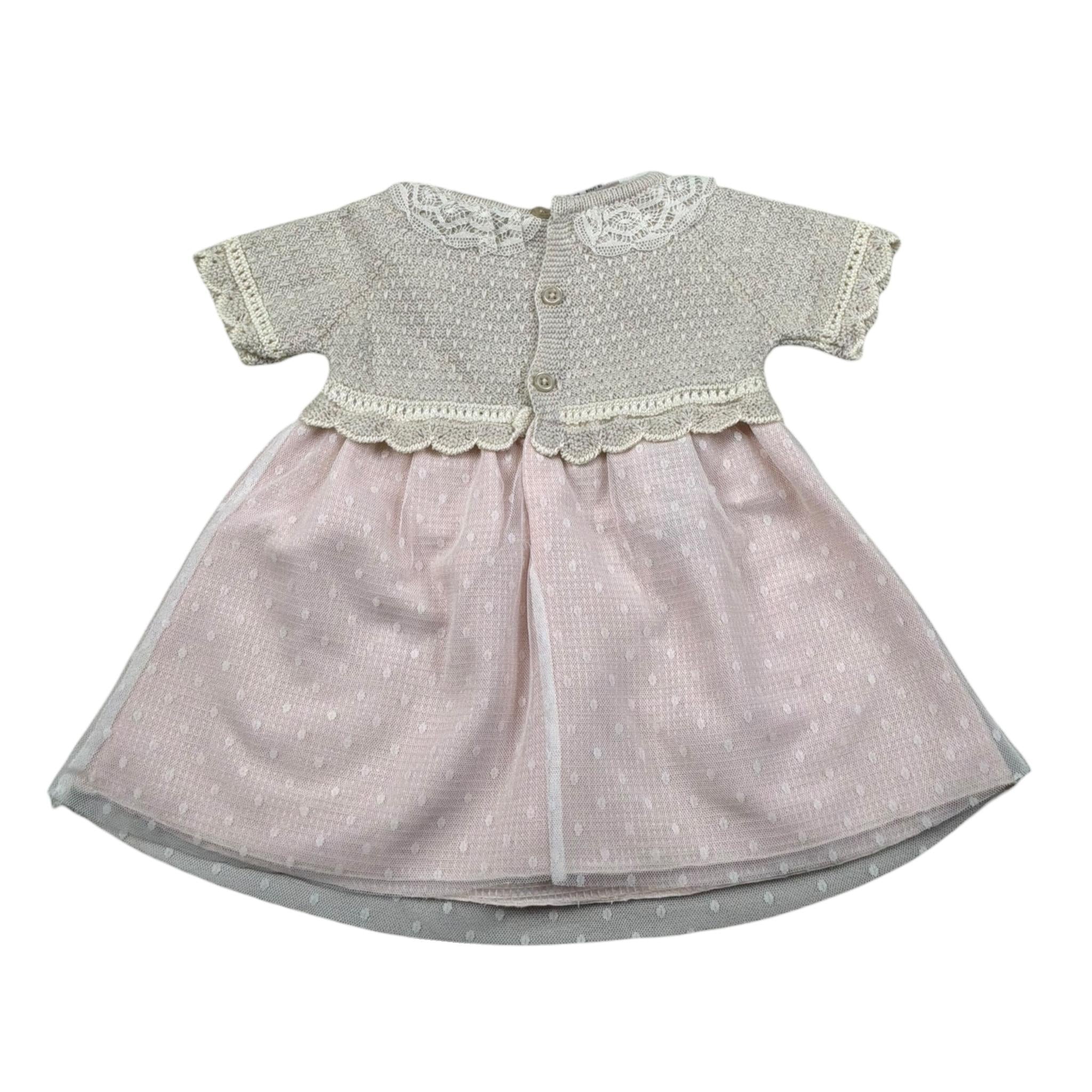 Paz Rodriguez Set Abito Tinta Unita Mezza Manica per Neonata 004122622 ROSA PAZ RODRIGUEZ 