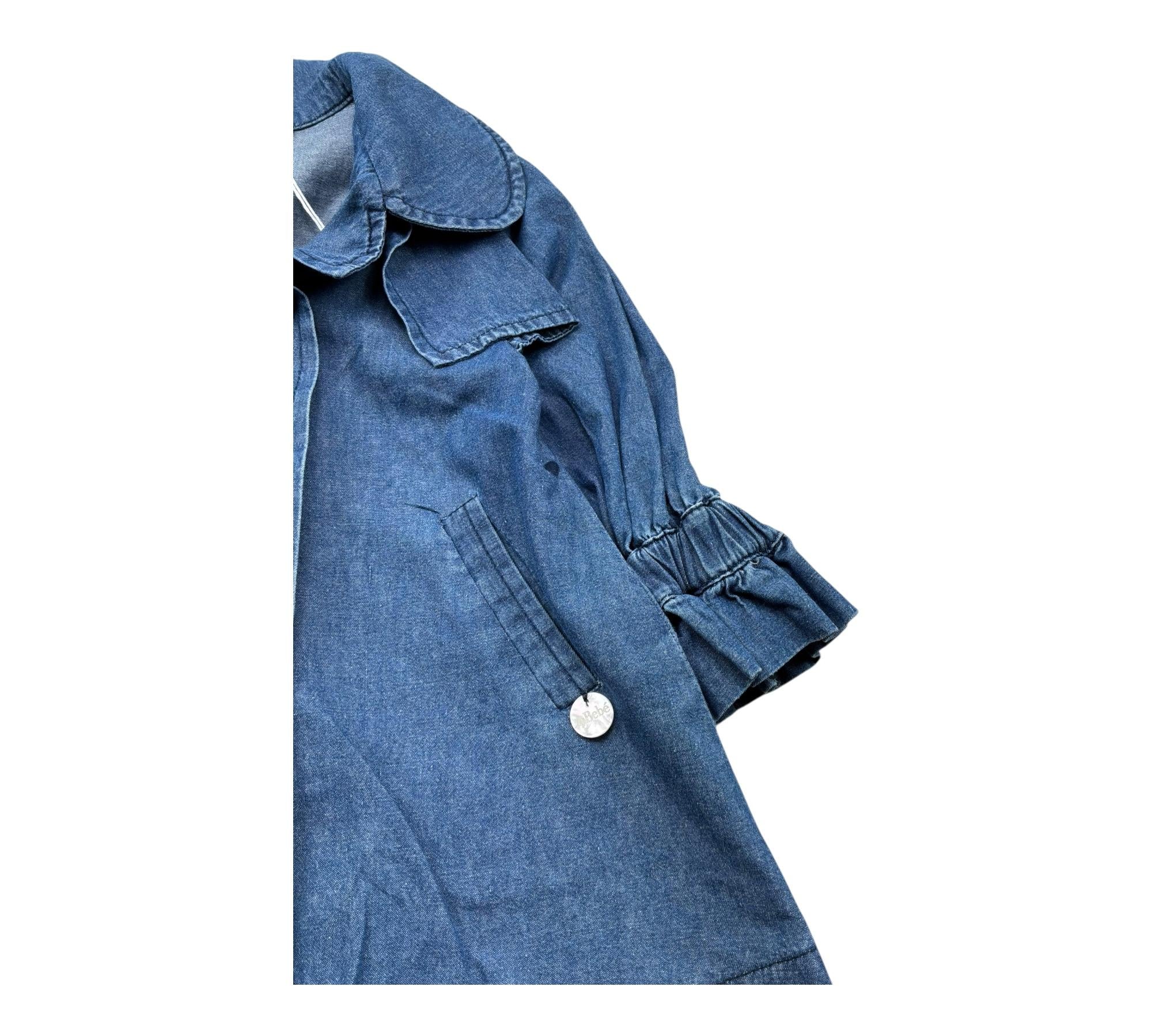 Le Bebe Cappotto In Denim Tinta Unita Doppiopetto per Neonata LBG6423 BLU LE BEBE 