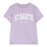 Saint Barth T-Shirt Girocollo Tinta Unita con Logo per Bambina ELLY LILLA SAINT BARTH 
