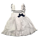 Babidu Solid Color Sleeveless Dress With Contrast Bow White For Baby Girl