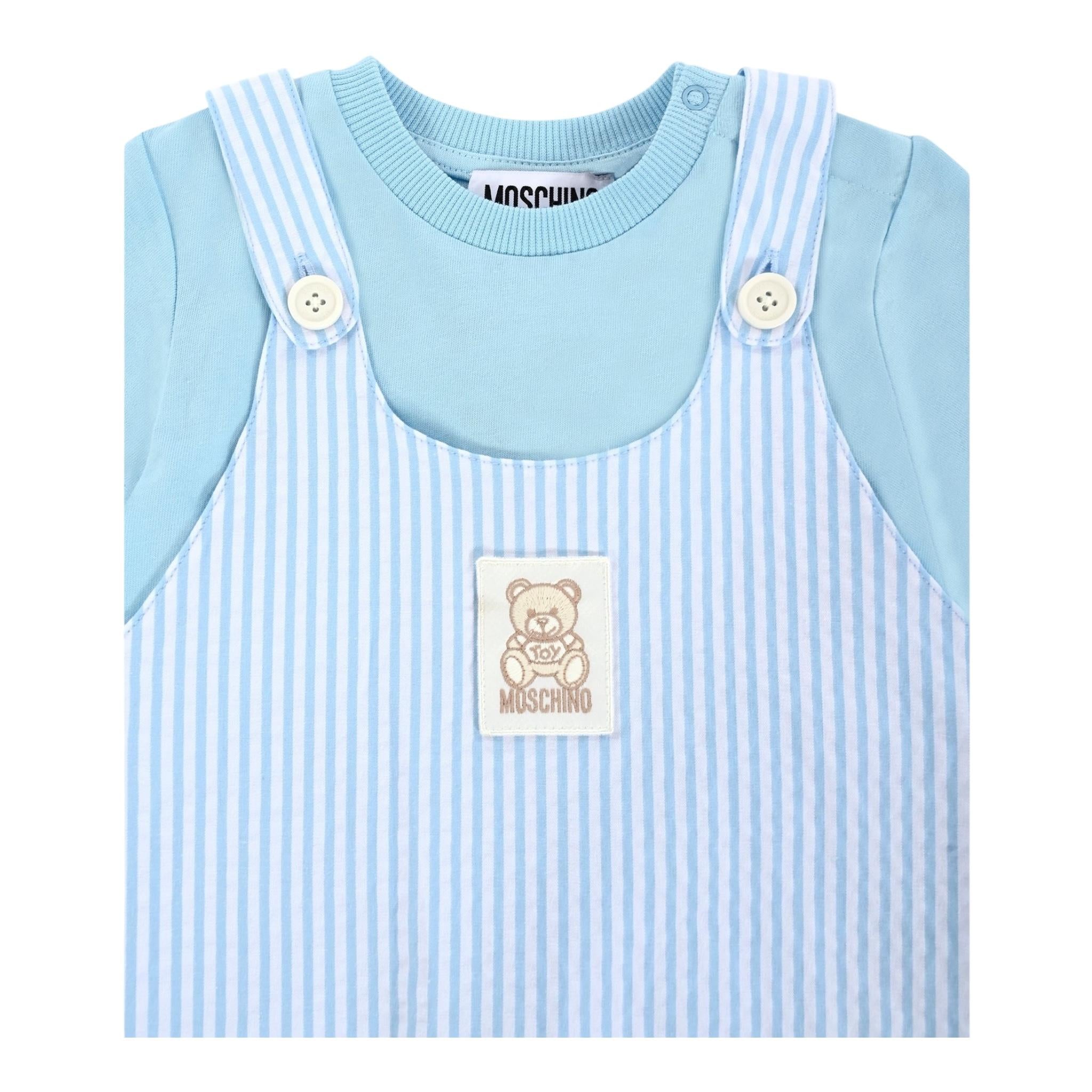 Moschino Completo 2 Pezzi T-Shirt-Salopette per Neonato MUG01LX AZZURRO MOSCHINO 