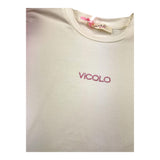 Vicolo Solid Color Crew Neck T-Shirt with White Tulle Sleeves for Girls